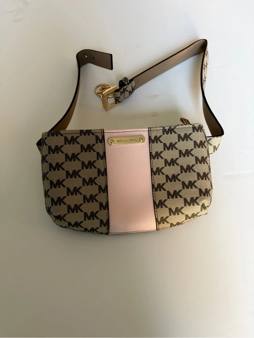 Michael Kors MK Signature Monogram Pink Belt Bag Fanny Pack S/M
